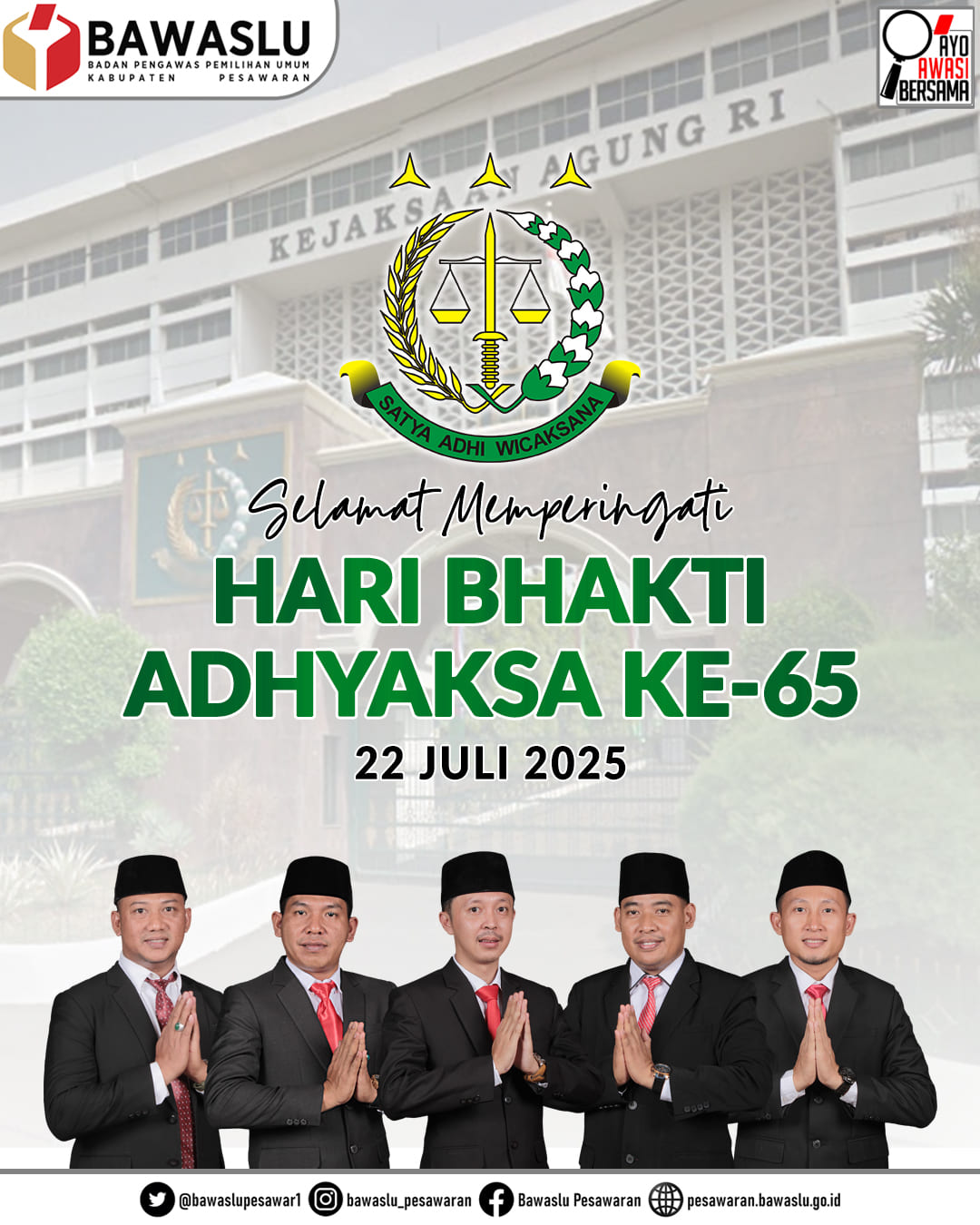 Bawaslu Pesawaran Sampaikan Apresiasi kepada Kejaksaan di Hari Bhakti Adhyaksa ke-65
