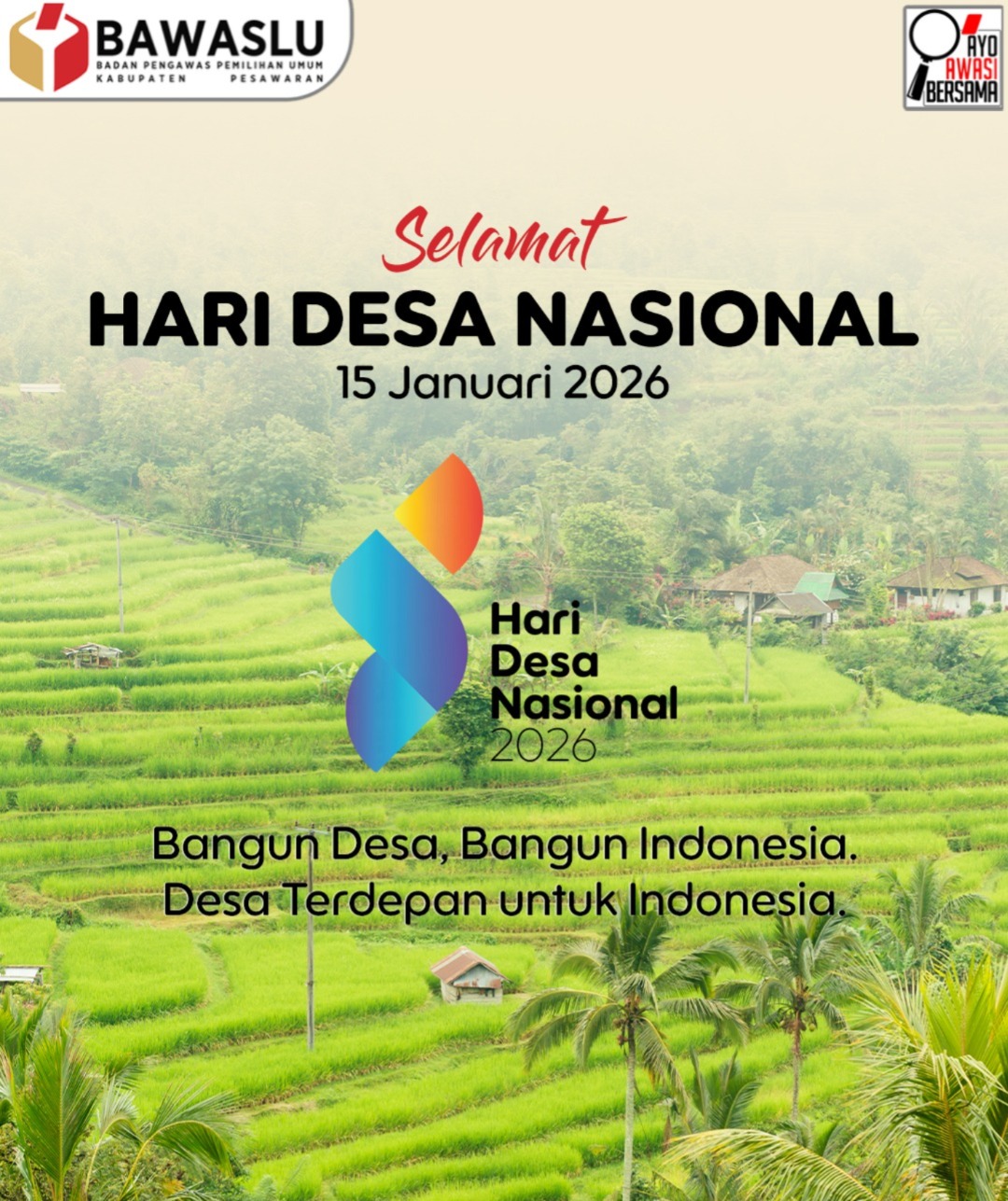 Bawaslu Pesawaran Ucapkan Selamat Hari Desa Nasional 2026, Tegaskan Peran Strategis Desa dalam Demokrasi