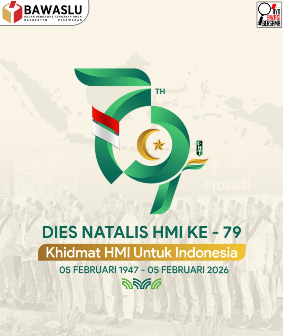 Bawaslu Kabupaten Pesawaran Ucapkan Selamat Dies Natalis HMI ke-79, Tegaskan Peran Mahasiswa dalam Demokrasi