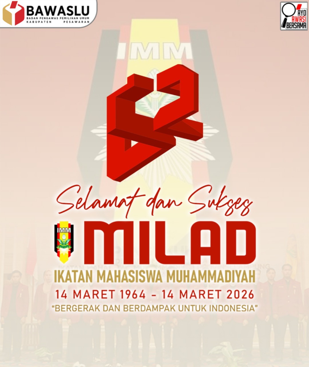 Bawaslu Pesawaran Ucapkan Selamat Milad ke-62 Ikatan Mahasiswa Muhammadiyah
