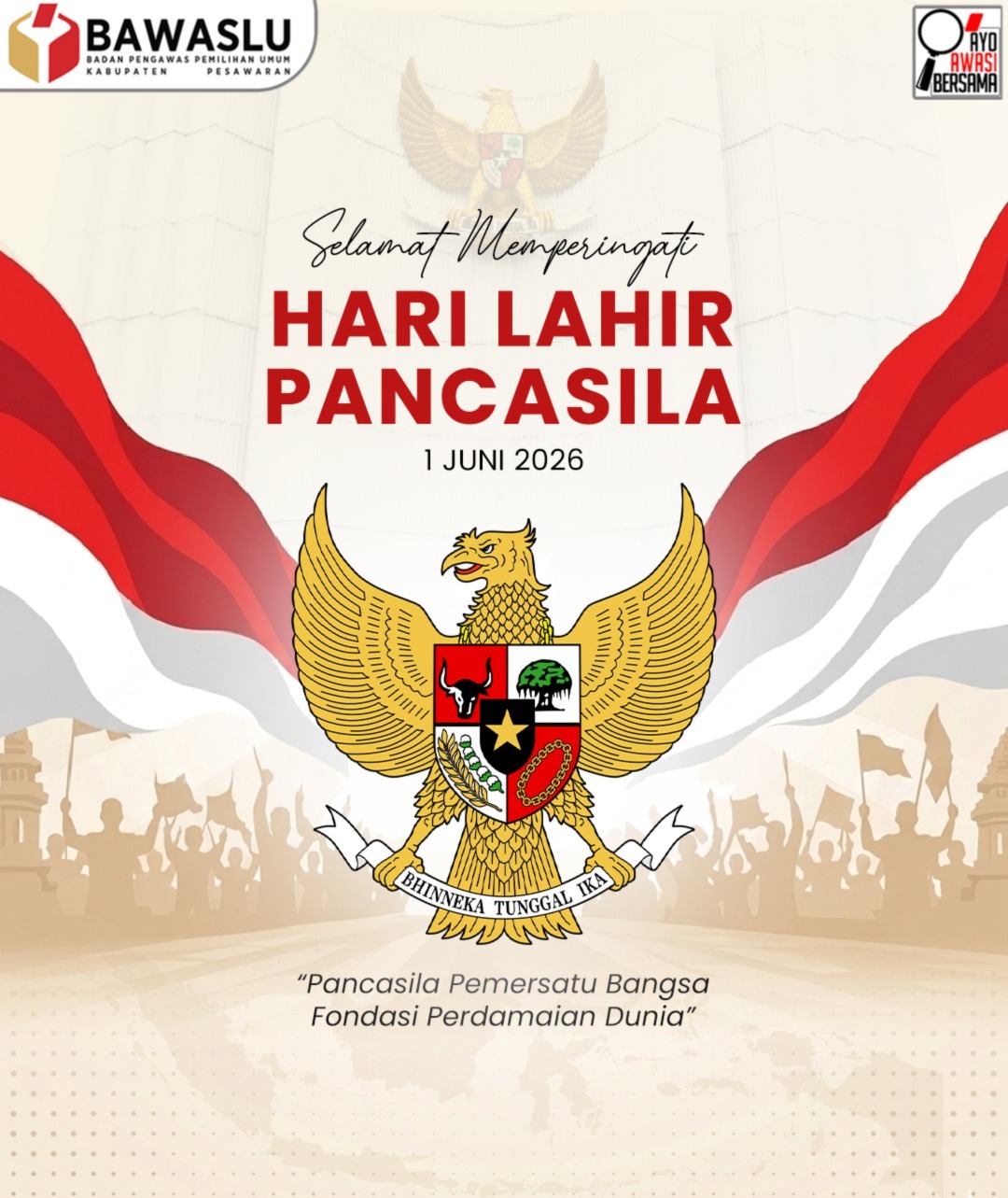 Bawaslu Kabupaten Pesawaran Ucapkan Selamat Hari Lahir Pancasila 