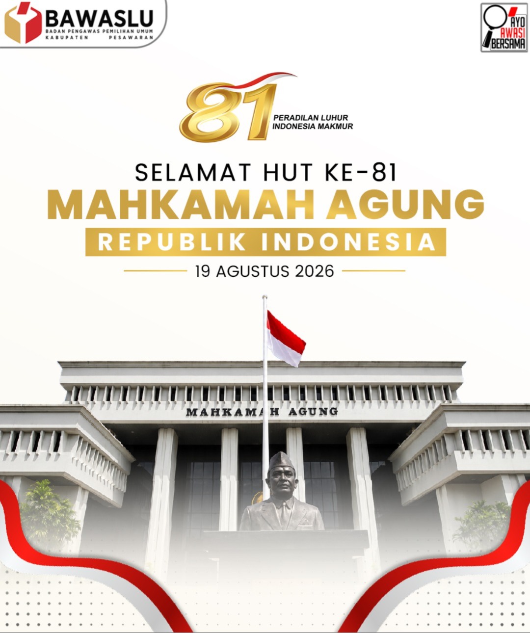 Bawaslu Kabupaten Pesawaran Apresiasi Kiprah Mahkamah Agung di HUT ke-81