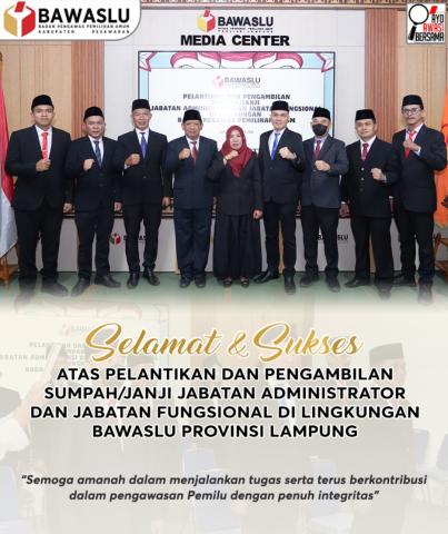 Bawaslu Pesawaran Ucapkan Selamat atas Pelantikan Amri Fahada Syehrun sebagai Kasubbag Pengawasan Pemilu dan Humas