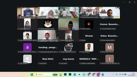 Bawaslu Kabupaten Pesawaran Ikuti Rapat Evaluasi Kehumasan dan Keterbukaan Informasi