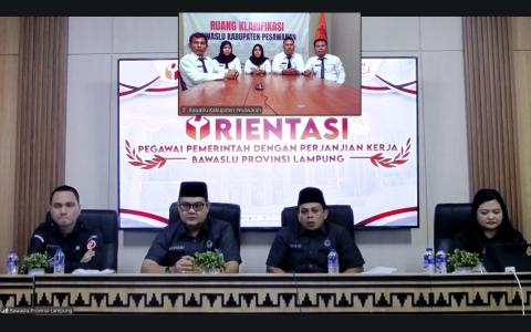 Jajaran Sekretariat Bawaslu Pesawaran Ikuti Penutupan Orientasi PPPK Secara Virtual